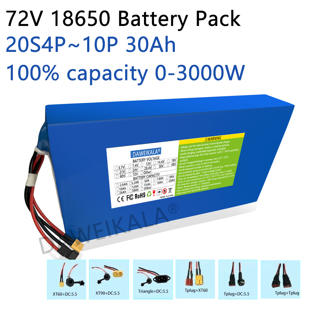 60V 30Ah Electric Scooter Battery - Paket Baterai 72V 12Ah-30Ah 18650 Baru