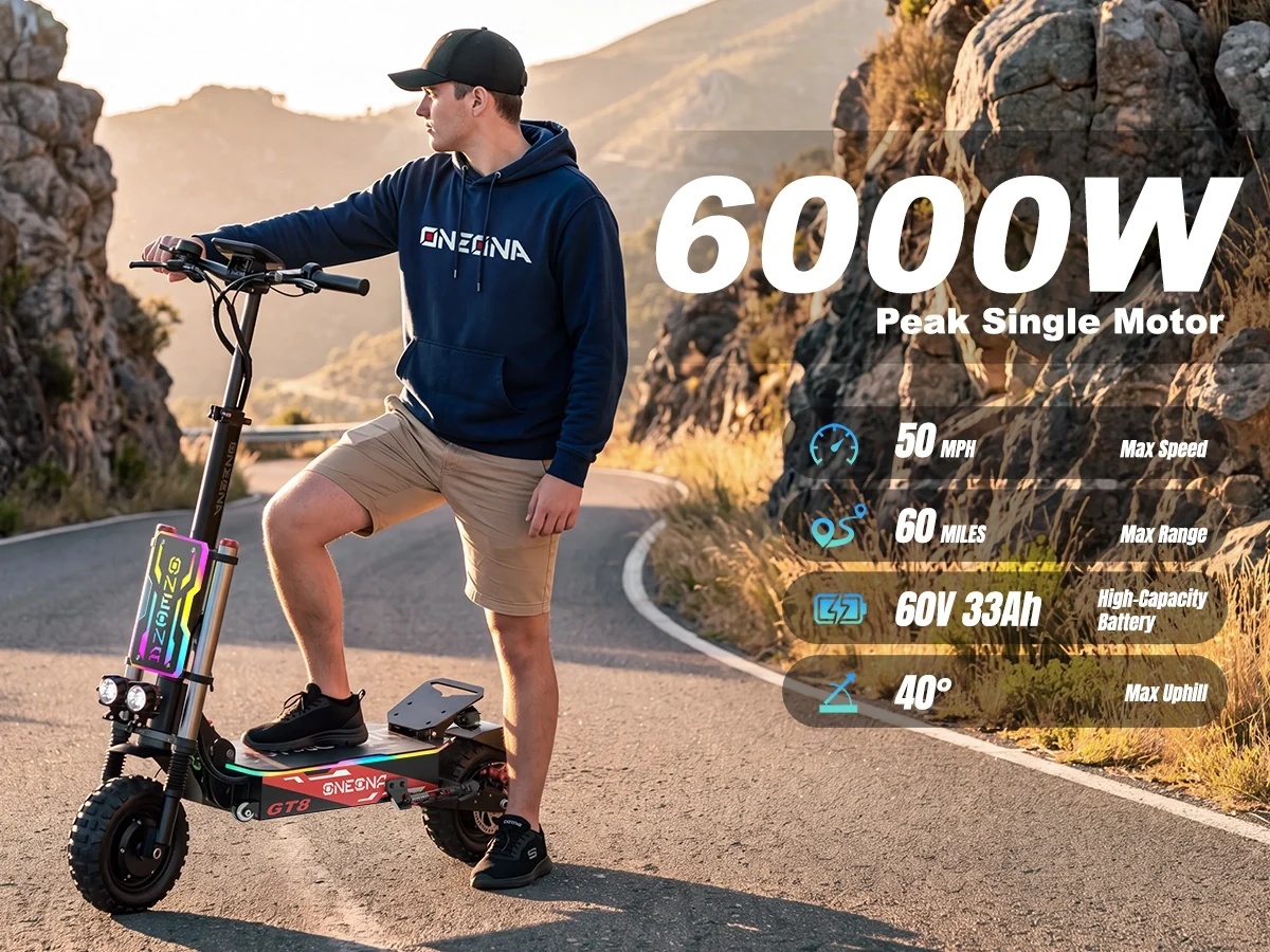 60V 5600W Dual Motor Electric Scooter - ONECNA NEW GT8PRO Skuter Listrik Dewasa,